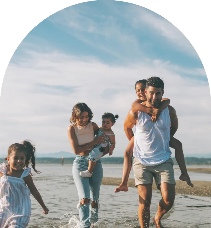 Parents with their children